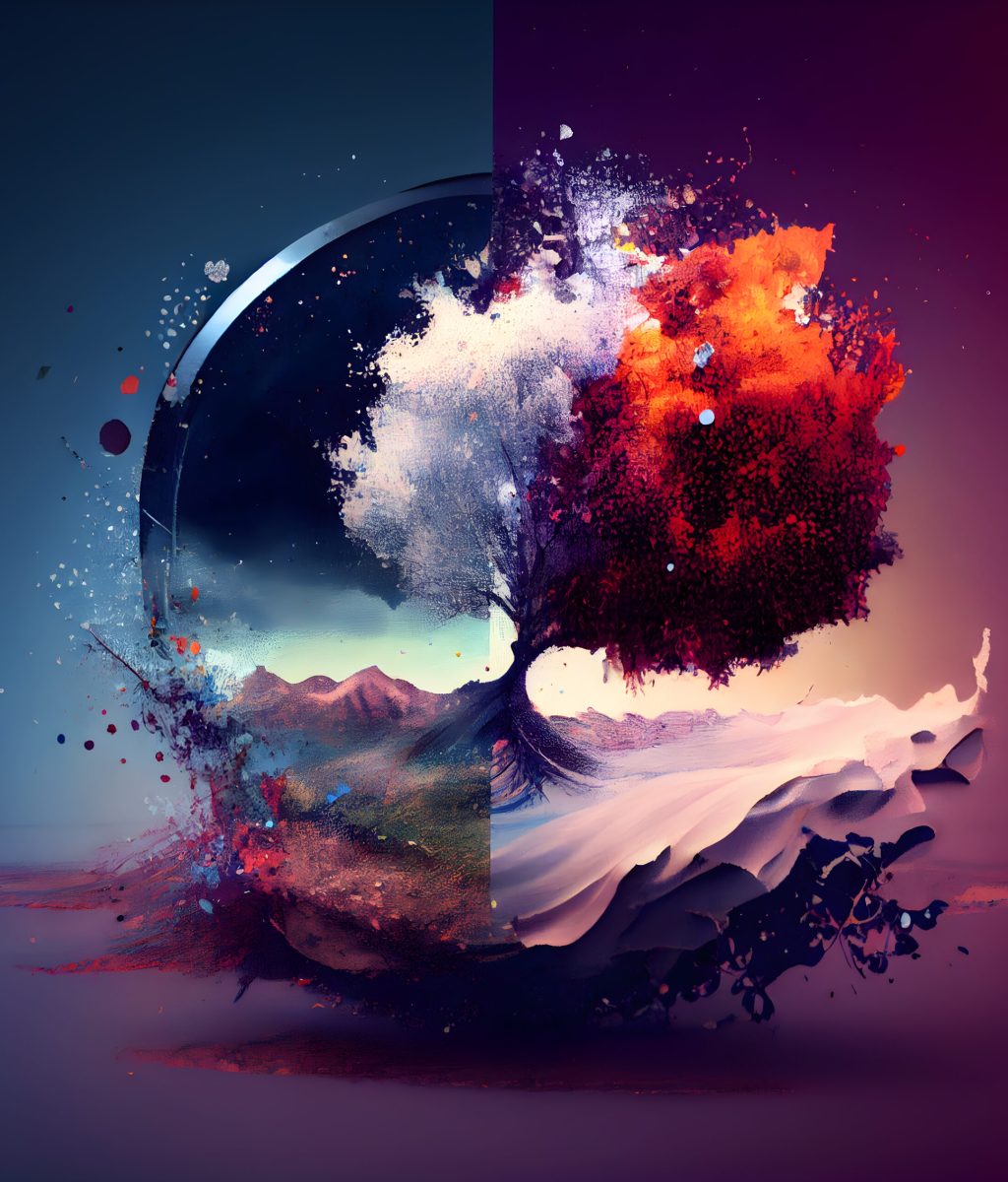 abstract background with tree and space for your text; collage